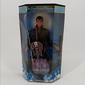 Elvis Collection Elvis Doll in Black Outfit with Brown Guitar